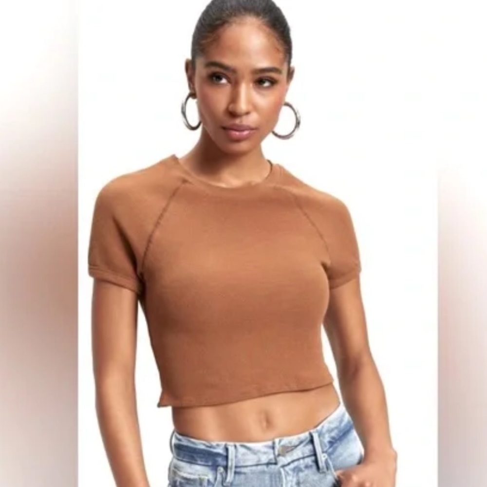 Good American Cropped Thermal Tee